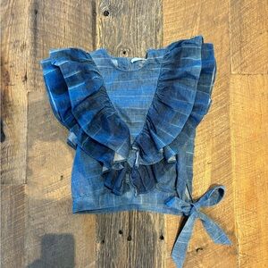 Seven for all Mankind Blue Ruffled denim Top